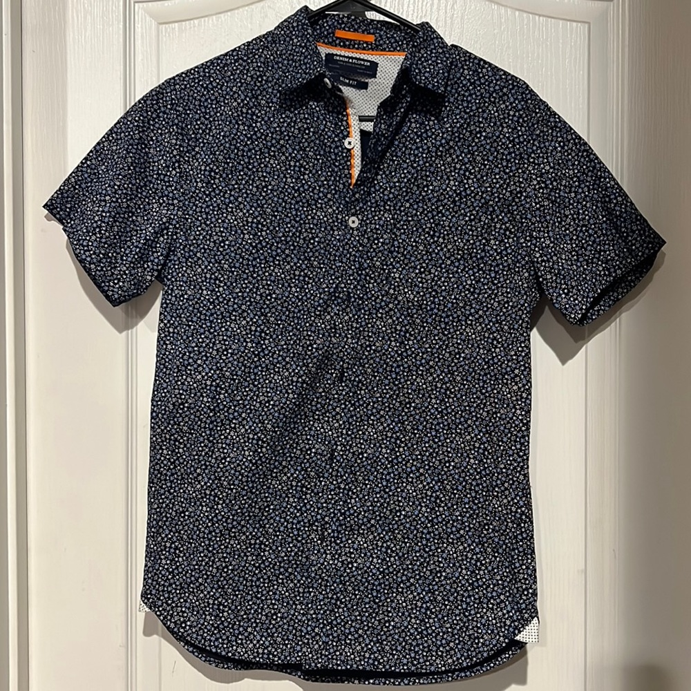 Denim and Flower Navy design shirt